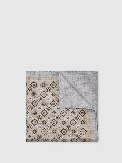 Reiss Oatmeal Melange Costanzo Pocket Square In Gray