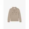 Reiss Oatmeal Melange Rectory Half-button Knitted Polo 9-13 In Gray