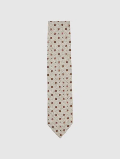 Reiss Oatmeal Melange Tie In Brown