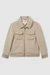 Reiss Oatmeal Peridoe Wool-blend Melton Trucker Jacket In Oatmeal