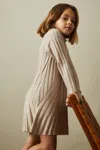 Reiss Oatmeal Cady 9-13 Yrs Knitted Roll Neck Dress In Oatmeal