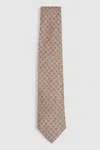 Reiss Oatmeal Silk Geometric Print Tie
