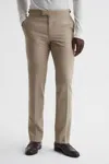 Reiss Oatmeal Wish Slim Fit Wool Blend Trousers In Oatmeal