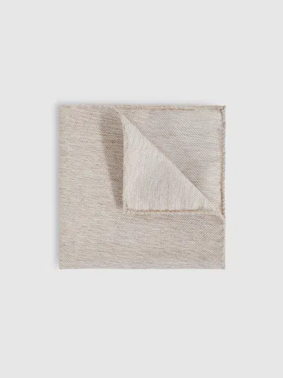 Reiss Oatmeal Wool Silk Textured Pocket Square In Neutral