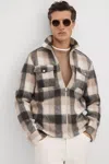 Reiss Oatmeal/grey Brushed Check Overshirt In Oatmeal/grey