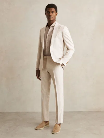 Reiss Oatmeal/white Slim-fit Pinstripe Suit Trousers
