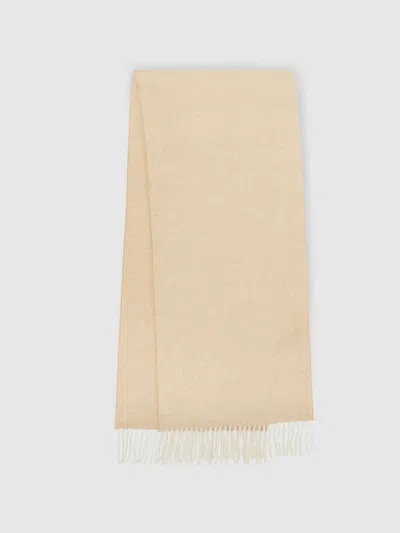 Reiss Oatmeal/white Wool-blend Herringbone Scarf