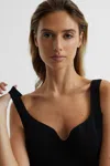 Reiss Womens Black Daisy Sweetheart-neckline Woven Vest Top