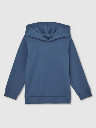 REISS REISS OCEAN BLUE FABIEN INTERLOCK JERSEY HOODIE