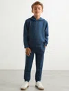 Reiss Ocean Blue Interlock Jersey Hoodie In Blue