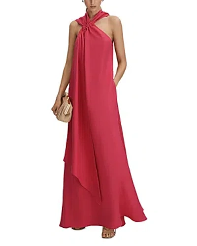 Reiss Odell Halter-neck Relaxed-fit Stretch-woven Maxi Dress In Coral