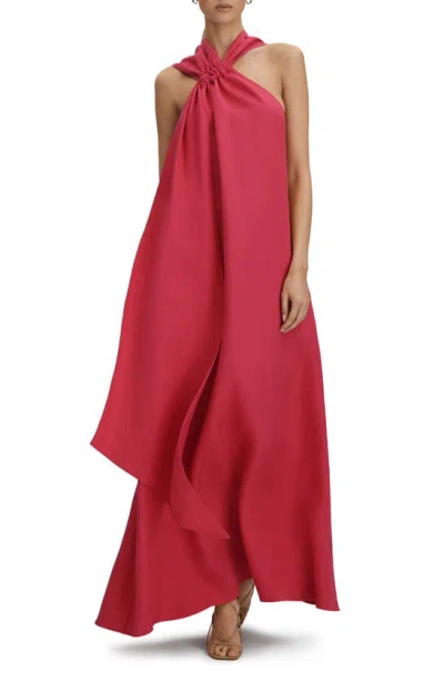 Reiss Odell Linen-blend Halter Maxi Dress In Orange