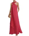 Reiss Odell Linen-blend Halter Maxi Dress In Orange