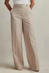 Reiss Neutral Petite Wool Blend Striped Wide Leg Trousers