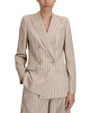 Reiss Neutral Wool Blend Striped Double Breasted Waistcoat In Neutral