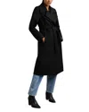 Reiss Black Wool-blend Double-lapel Belted Coat With Cashmere In Black
