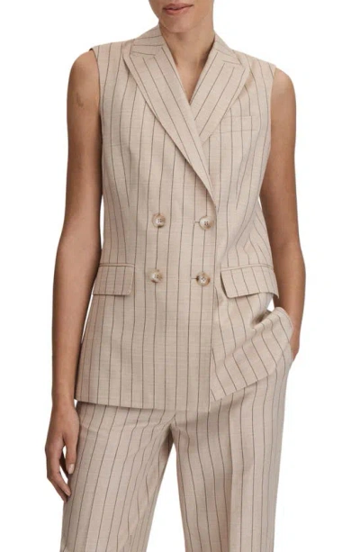 Reiss Odette Pinstripe Double Breasted Blazer In Neutral