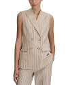 Reiss Neutral Wool Blend Striped Double Breasted Waistcoat In Neutral