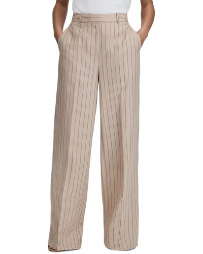 Reiss Odette Wool & Linen-blend Wide Leg Pin Stripe Trouser In Gray