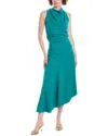Reiss Giana High Neck Draped Midi Dress In Green