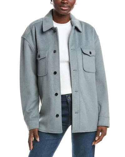 Reiss Liam Long Sleeve Button Front Overshirt In Blue