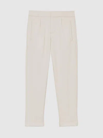 Reiss Off White 13-14 Yrs Relaxed-fit Pleated Tapered Trousers