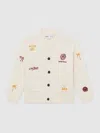 Reiss Kids' Off White 13-14 Yrs Smileyworld | Embroidery Cardigan Unisex Fit In Neutral