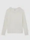 Reiss Off White 13-14 Yrs Wool-cashmere Reverse-seam Jumper In Gray