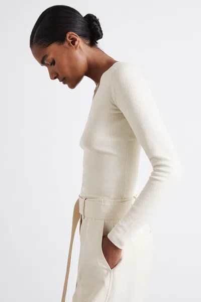 Reiss Off White Atelier Knitted Silk-blend Top