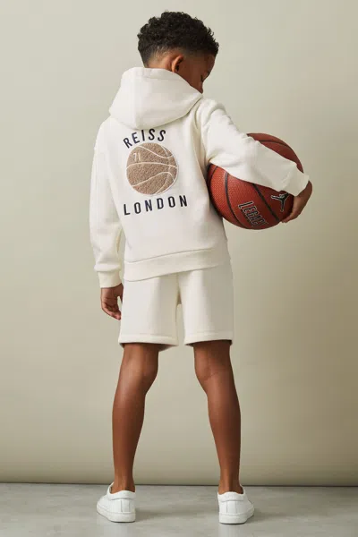 Reiss Off White Basketball-embroidery Hoodie