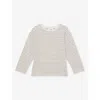 Reiss Off White Camel Kenny Striped Cotton-jersey Top In White