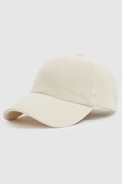 Reiss Off White Corduroy Baseball Cap