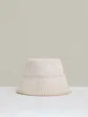 Reiss Off White Cotton Blanket-stitch Bucket Hat In White