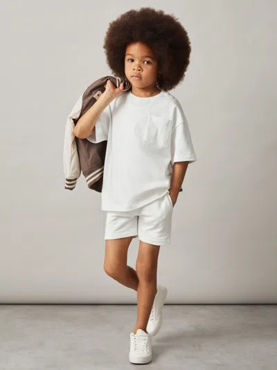 Reiss Off White Cotton Brand-embroidered Shorts