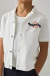 Reiss Off White 3-9 Yrs Cotton Destination Embroidery Knit Shirt