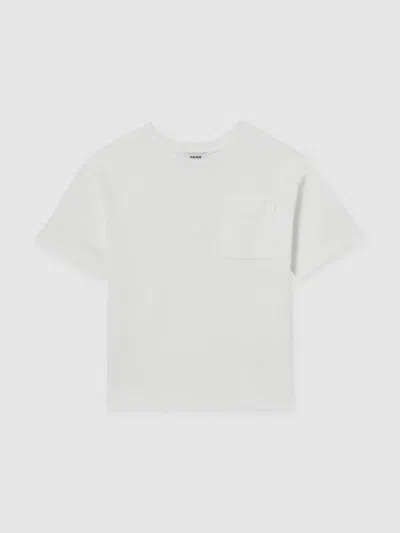 Reiss Off White Cotton Palm-embroidery Oversize T-shirt