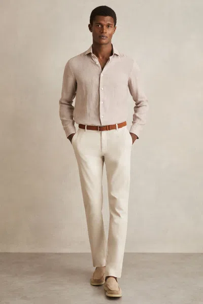 Reiss Off White Cotton-piqué Slim-fit Chinos