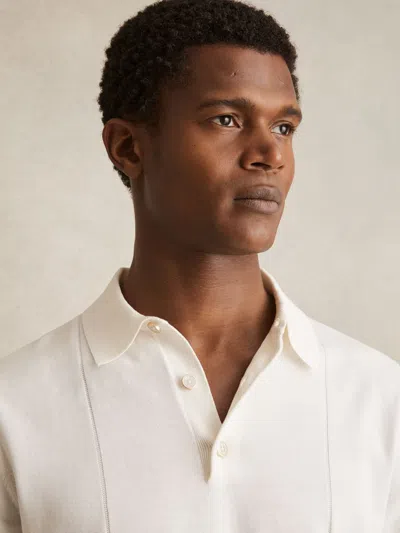 Reiss Off White Cotton-silk Polo Shirt