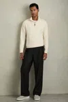 Reiss Off White Brushed-corduroy Half-zip Polo Shirt