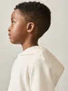 Reiss Off White 9-13 Yrs Interlock Jersey Hoodie