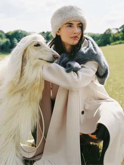 REISS OFF WHITE FAUX FUR HAT