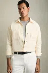 Reiss Off White Fitzroy Brushed Corduroy Press-stud Overshirt In Off White