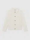 Reiss Kids' Off White 13-14 Yrs Wool V-stitch Button-through Cardigan