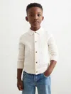 Reiss Off White 3-9 Yrs Wool V-stitch Button-through Cardigan