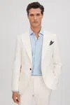Reiss Off White Linen Blend Single Breasted Slim Fit Blazer In Off White
