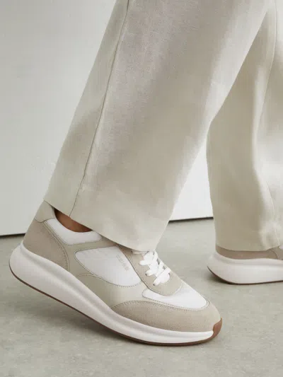 Reiss Off White Hudson Suede-trim Runner Trainers