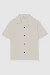Reiss Off White 9-13 Yrs Textured Cuban Collar Shirt