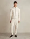 Reiss Off White Interlock Jersey Drawstring Hoodie In White
