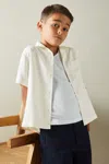 Reiss Off White 9-13 Yrs Twill Cuban Collar Shirt In Off White