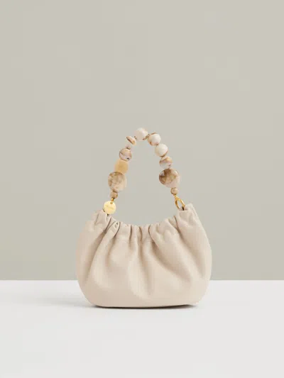 Reiss Off White Leather Bead-handle Pouch Bag